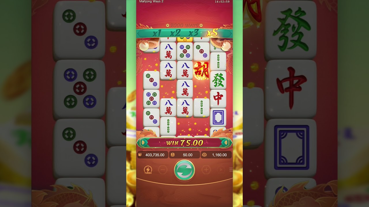 Mahjong Ways 2 slot by PG Soft with portrait reels on a mahjong-tile background